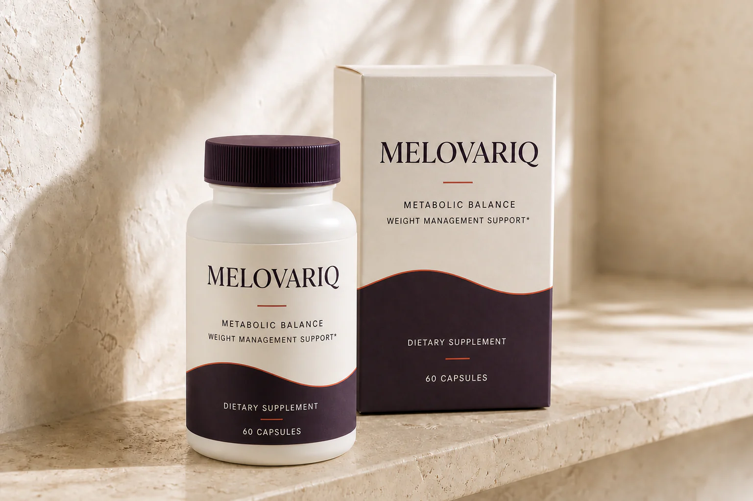 Melovariq Metabolic Balance bottle and carton